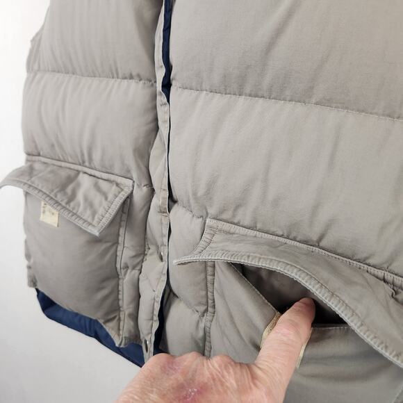 Swan Brand Puffer Vest Mens M Tan Zip Snap Big Collar Grey Duck Down VTG 70’s - Picture 5 of 16